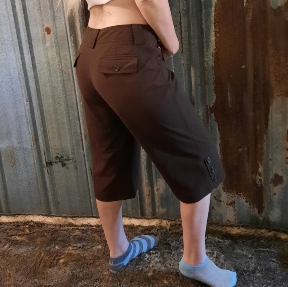 New Direction Capri Hershey Brown Silky Pants